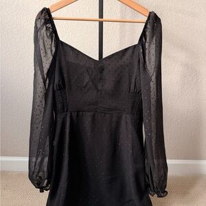 Elegant Black Sheer Sleeve Dress
